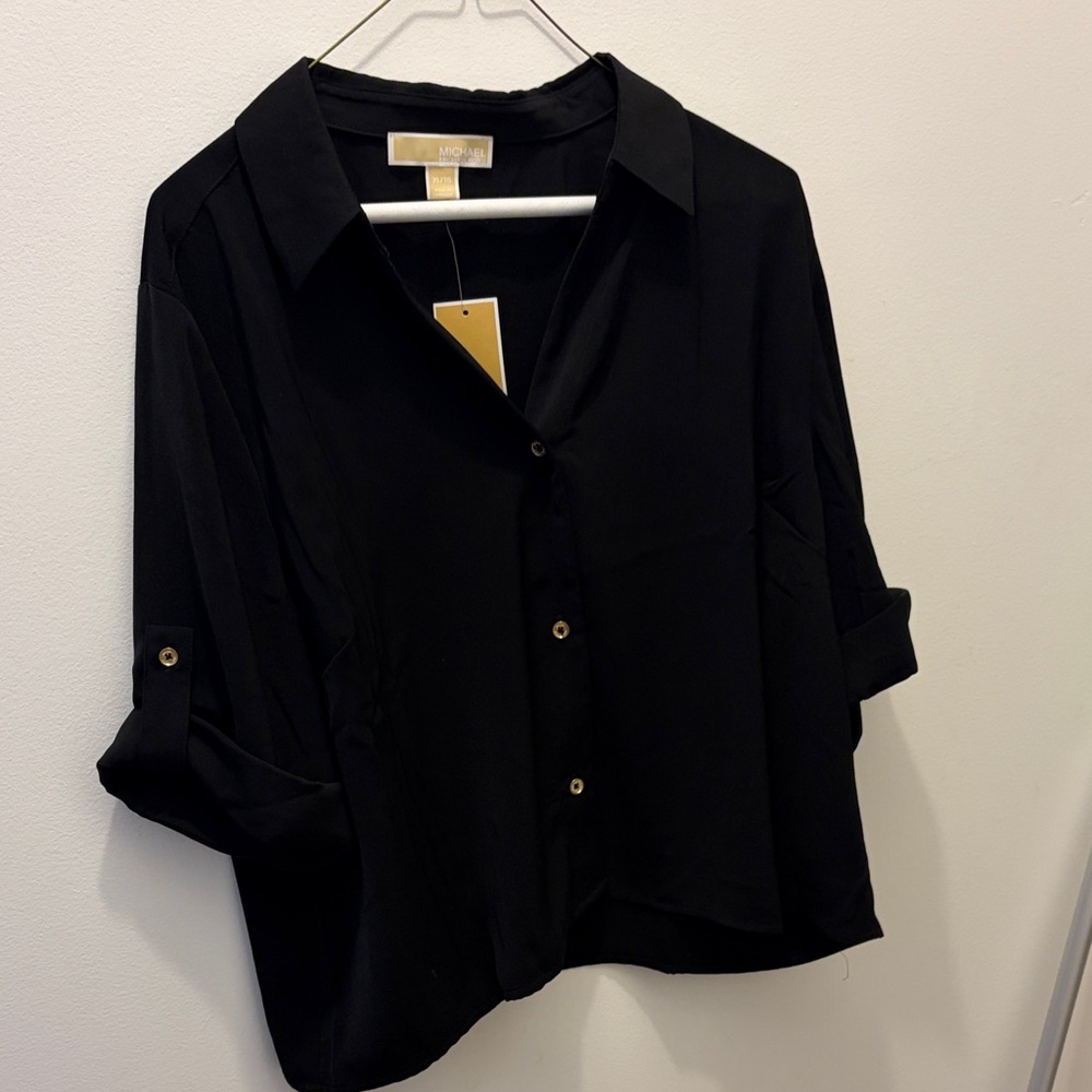 Michael Kors Classic Black Button Down Shirt